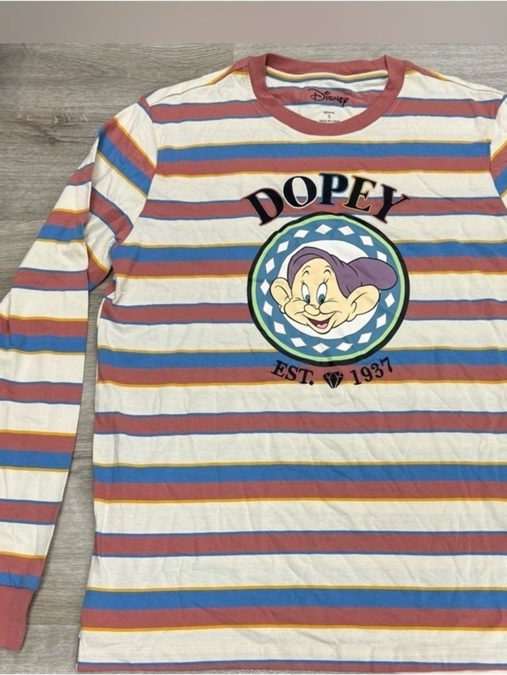 Disney Multicolor Striped Dopey Long-Sleeve Tee